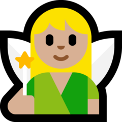 Wie Fee: mittelhelle Hautfarbe Emoji auf Microsoft aussieht.