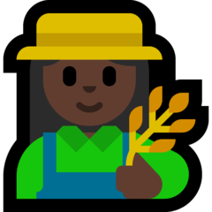 Bagaimana emoji Petani wanita: ton kulit gelap kelihatan di Microsoft.