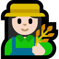 A quoi ressemblent les emoji Fermière: peau claire sur Microsoft.