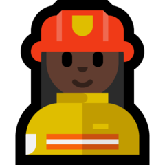 How Woman Firefighter: Dark Skin Tone emoji looks on Microsoft.