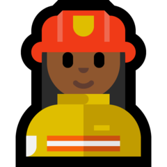 How Woman Firefighter: Medium-Dark Skin Tone emoji looks on Microsoft.