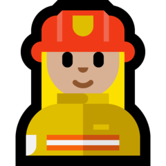 How Woman Firefighter: Medium-Light Skin Tone emoji looks on Microsoft.