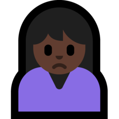 Hoe Fronsende vrouw: donkere huidskleur emoji eruit ziet op Microsoft.