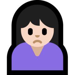 How Woman Frowning: Light Skin Tone emoji looks on Microsoft.