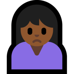 How Woman Frowning: Medium-Dark Skin Tone emoji looks on Microsoft.