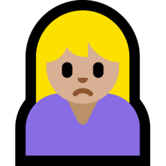 How Woman Frowning: Medium-Light Skin Tone emoji looks on Microsoft.