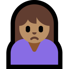 How Woman Frowning: Medium Skin Tone emoji looks on Microsoft.