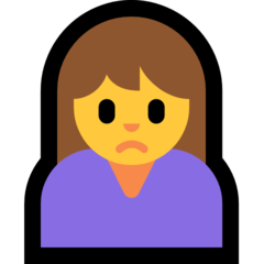 How Woman Frowning emoji looks on Microsoft.