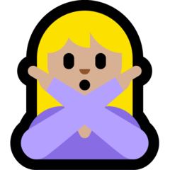 How Woman Gesturing NO: Medium-Light Skin Tone emoji looks on Microsoft.