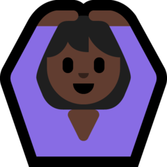 How Woman Gesturing OK: Dark Skin Tone emoji looks on Microsoft.