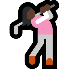 Como o emoji do Mulher golfista: pele escura é exibido no Microsoft.