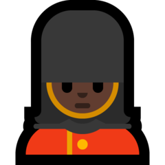 How Woman Guard: Dark Skin Tone emoji looks on Microsoft.