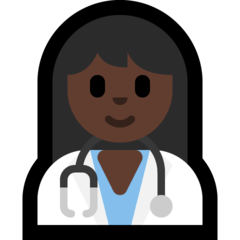 How Woman Health Worker: Dark Skin Tone emoji looks on Microsoft.