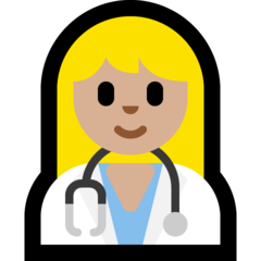 How Woman Health Worker: Medium-Light Skin Tone emoji looks on Microsoft.