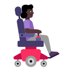 How Woman in Motorized Wheelchair Facing Right: Dark Skin Tone emoji looks on Microsoft.