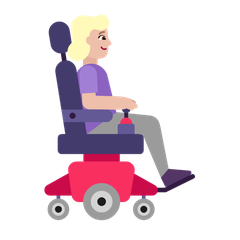 How Woman in Motorized Wheelchair Facing Right: Medium-Light Skin Tone emoji looks on Microsoft.