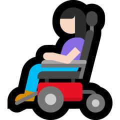 A quoi ressemblent les emoji Femme en fauteuil motorisé: peau claire sur Microsoft.