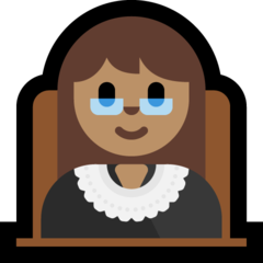 A quoi ressemblent les emoji Juge femme: peau légèrement mate sur Microsoft.