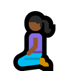 Como o emoji do Mulher ajoelhando: pele morena escura é exibido no Microsoft.