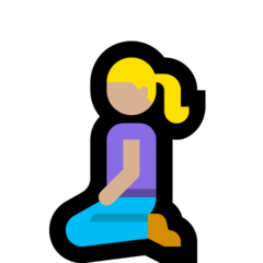 A quoi ressemblent les emoji Femme à genoux: peau moyennement claire sur Microsoft.