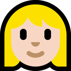 How Woman: Light Skin Tone, Blond Hair emoji looks on Microsoft.