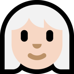 Como o emoji do Mulher: pele clara e cabelo branco é exibido no Microsoft.