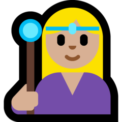 Wie Magierin: mittelhelle Hautfarbe Emoji auf Microsoft aussieht.