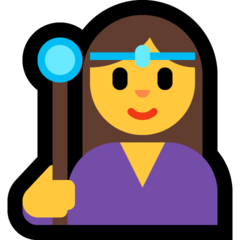 Bagaimana emoji Ahli sihir wanita kelihatan di Microsoft.