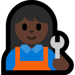 How Woman Mechanic: Dark Skin Tone emoji looks on Microsoft.