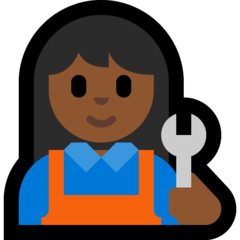 How Woman Mechanic: Medium-Dark Skin Tone emoji looks on Microsoft.