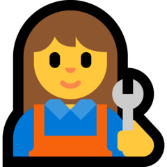 How Woman Mechanic emoji looks on Microsoft.