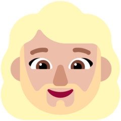 How Woman: Medium-Light Skin Tone, Beard emoji looks on Microsoft.