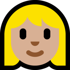 How Woman: Medium-Light Skin Tone, Blond Hair emoji looks on Microsoft.