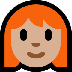 Bagaimana emoji Perempuan: ton kulit sederhana cerah dan rambut merah kelihatan di Microsoft.