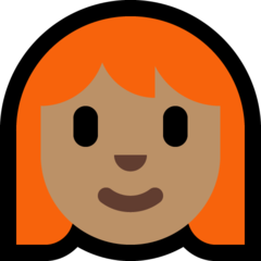 A quoi ressemblent les emoji Femme: peau légèrement mate et cheveux roux sur Microsoft.