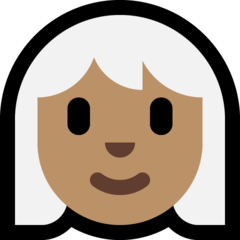 How Woman: Medium Skin Tone, White Hair emoji looks on Microsoft.