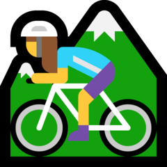 How Woman Mountain Biking emoji looks on Microsoft.