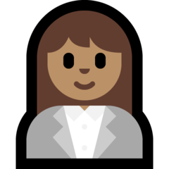 A quoi ressemblent les emoji Employée de bureau: peau légèrement mate sur Microsoft.