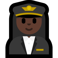 How Woman Pilot: Dark Skin Tone emoji looks on Microsoft.