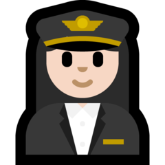 A quoi ressemblent les emoji Pilote femme: peau claire sur Microsoft.