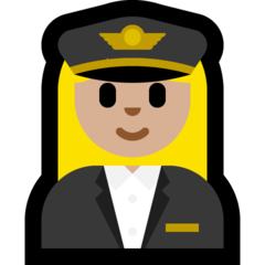 How Woman Pilot: Medium-Light Skin Tone emoji looks on Microsoft.