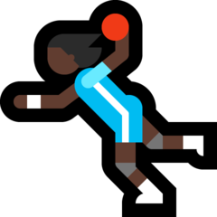 Wie Handballspielerin: dunkle Hautfarbe Emoji auf Microsoft aussieht.