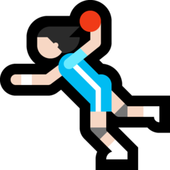 Hoe Vrouw die handbal speelt: lichte huidskleur emoji eruit ziet op Microsoft.