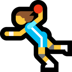 How Woman Playing Handball emoji looks on Microsoft.