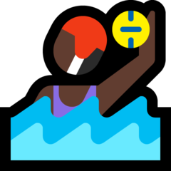 Hoe Vrouw die waterpolo speelt: donkere huidskleur emoji eruit ziet op Microsoft.