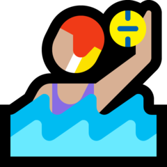 A quoi ressemblent les emoji Joueuse de water-polo: peau moyennement claire sur Microsoft.