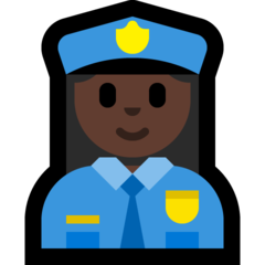 How Woman Police Officer: Dark Skin Tone emoji looks on Microsoft.