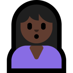 How Woman Pouting: Dark Skin Tone emoji looks on Microsoft.