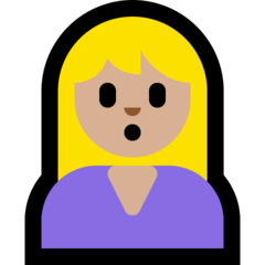 How Woman Pouting: Medium-Light Skin Tone emoji looks on Microsoft.