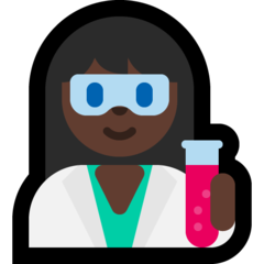 How Woman Scientist: Dark Skin Tone emoji looks on Microsoft.